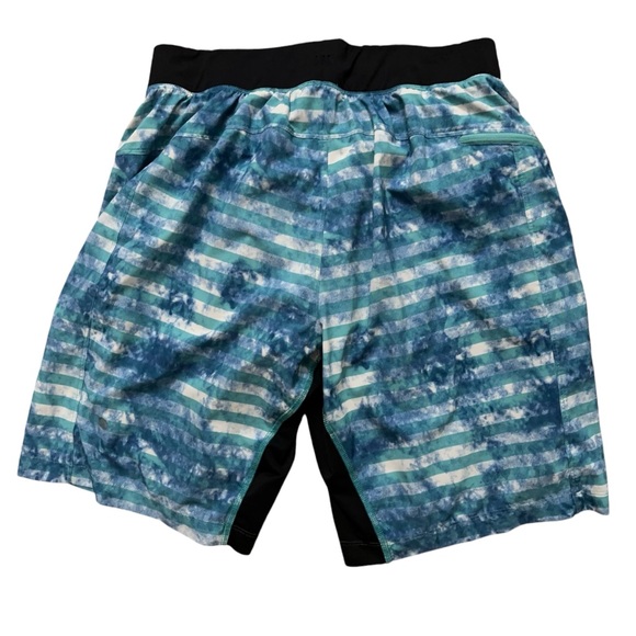 Lululemon T.H.E. Shorts Mens Size M Lined 9" Running Tie-Dye Green Striped - Picture 2 of 5